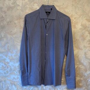 Hugo Boss Navy Checkered Dress Shirt